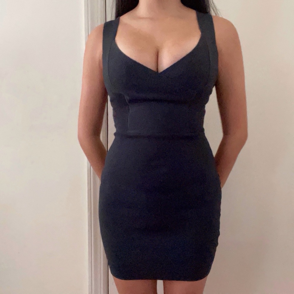 LF Seek Dark Green V Neck Tank Top Tight Bodycon Spandex Bandage Mini Dress